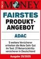 ADAC Reiserücktrittsversicherung ausgezeichnet von Focus Money für das fairste Produktangebot 2025